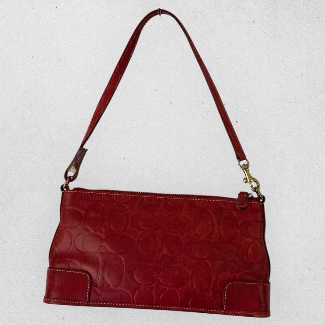 Authentic Vintage Coach Embossed Leather Shoulder Bag