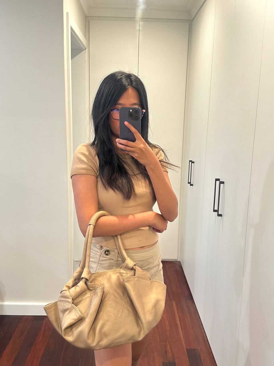 Authentic Vintage Loewe Nappa Aire Anagram Leather Shoulder Bag