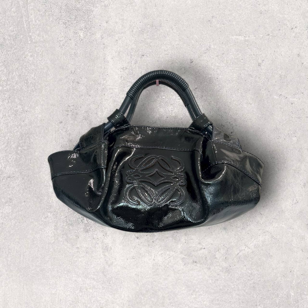 Authentic Vintage Loewe Nappa Aire Anagram Patent Leather Shoulder Bag