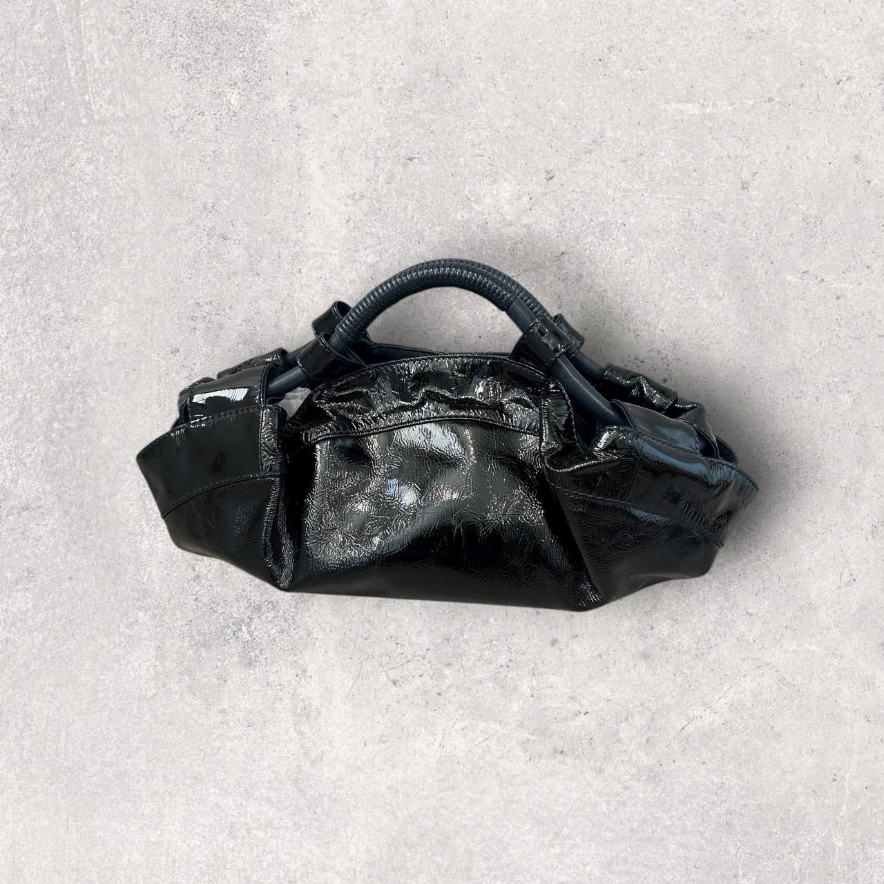 Authentic Vintage Loewe Nappa Aire Anagram Patent Leather Shoulder Bag