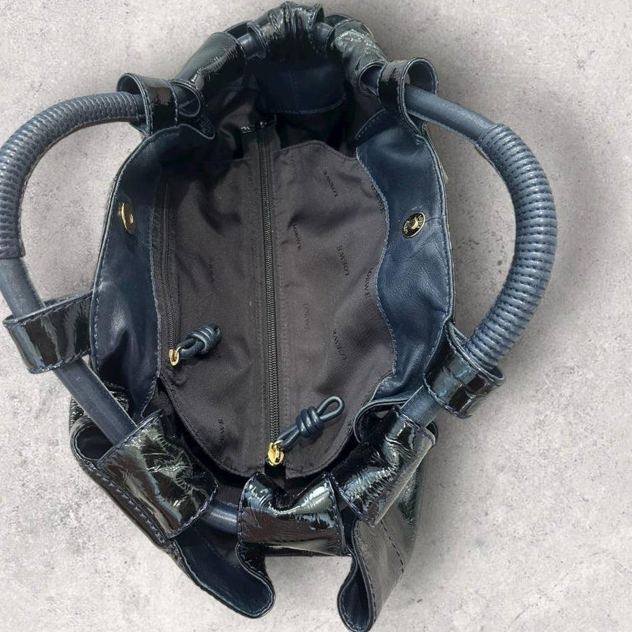 Authentic Vintage Loewe Nappa Aire Anagram Patent Leather Shoulder Bag