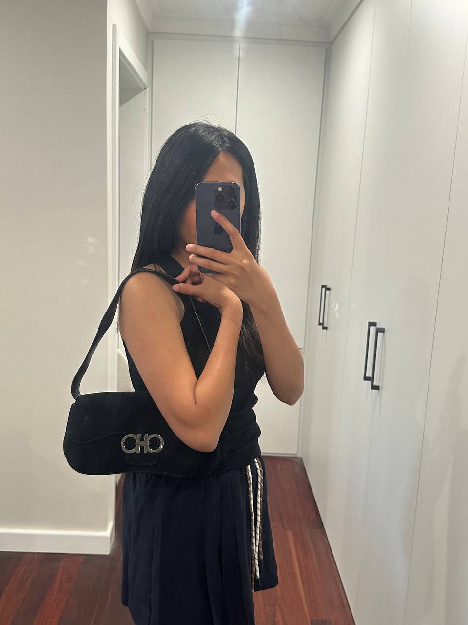 Authentic Vintage Ferragamo Suede Shoulder Bag