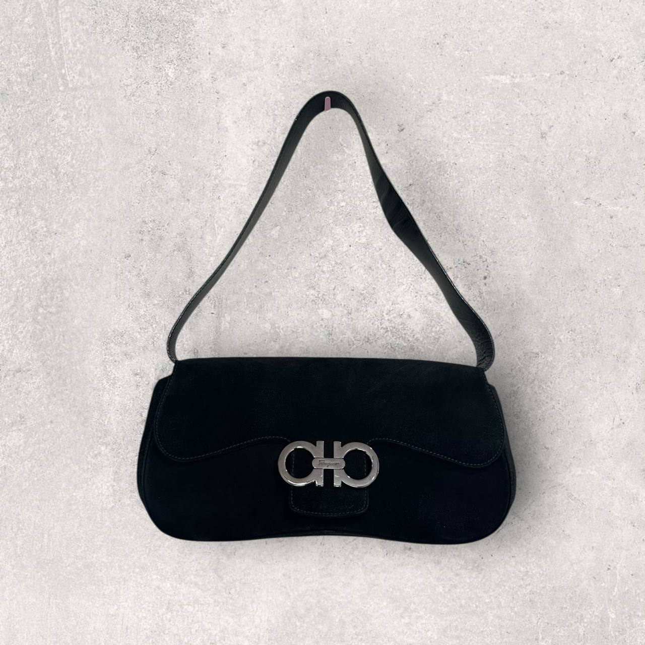 Authentic Vintage Ferragamo Suede Shoulder Bag