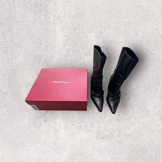 Authentic Vintage Ferragamo Gaccini Leather Booths Size 6.5