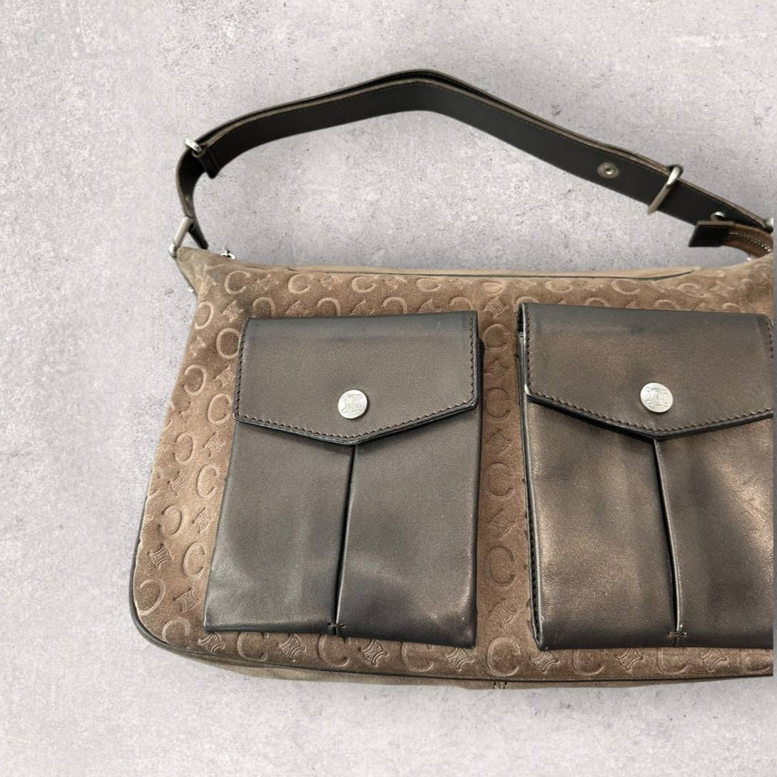 Authentic Vintage Celine Cargo Pocket Suede Shoulder/Crossbody Bag