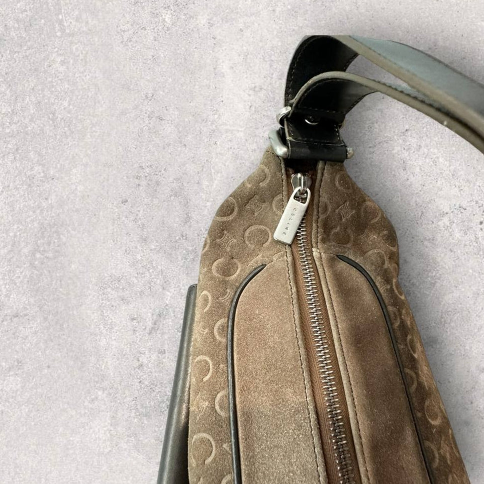 Authentic Vintage Celine Cargo Pocket Suede Shoulder/Crossbody Bag