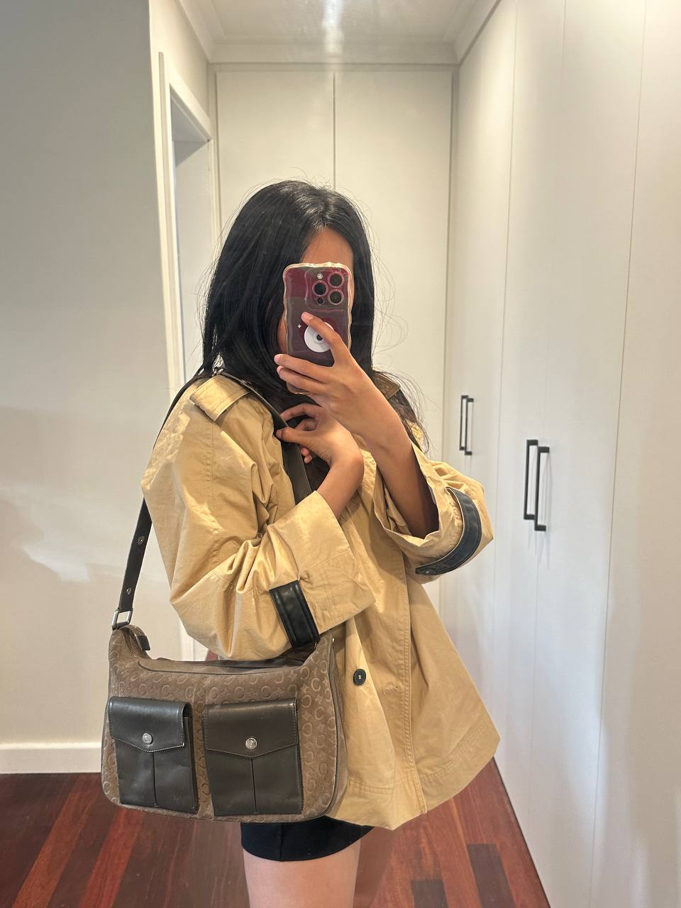 Authentic Vintage Celine Cargo Pocket Suede Shoulder/Crossbody Bag