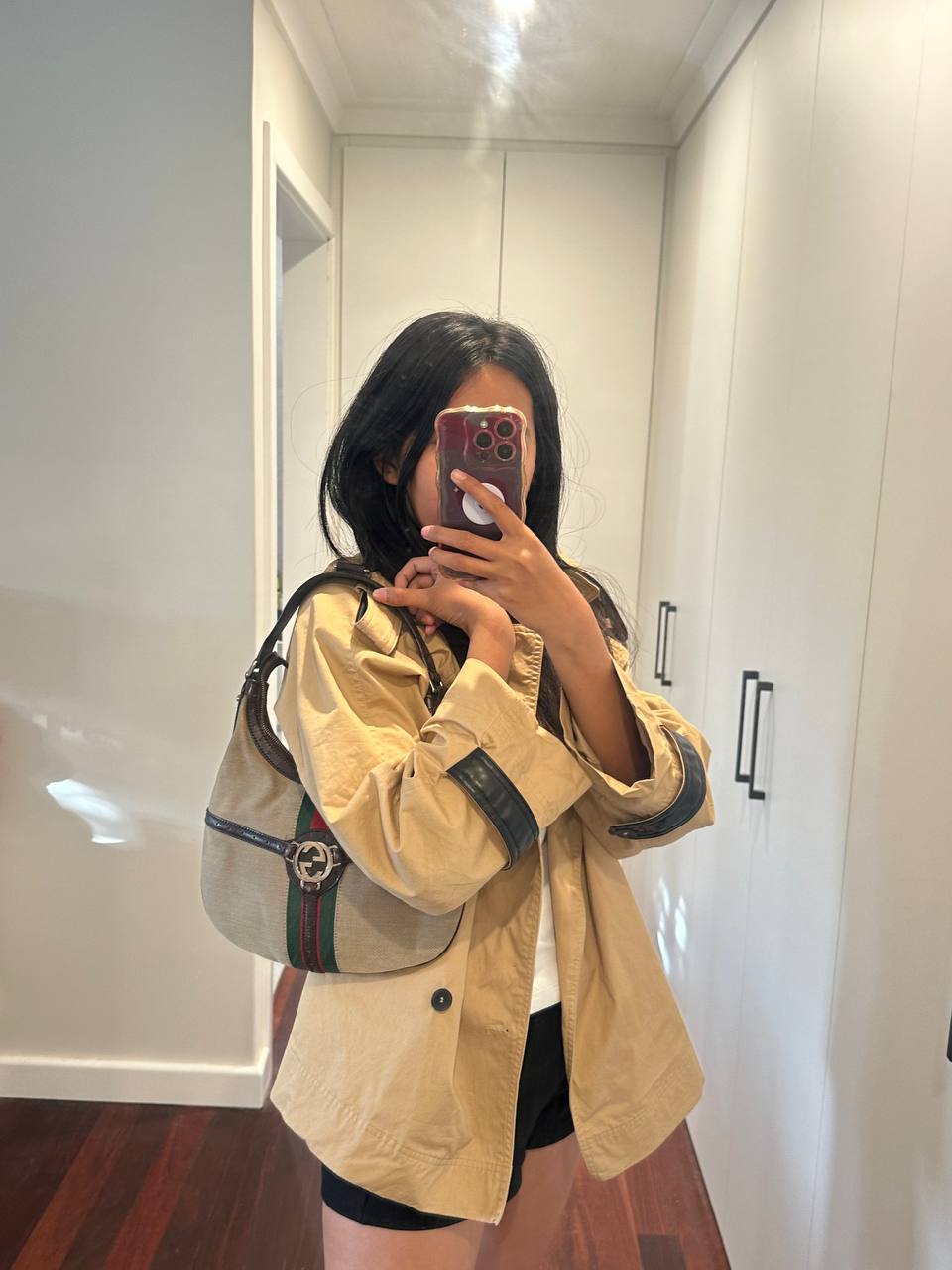 Authentic Vintage Gucci Interlocking GG Sherry Web Reins Hobo Bag