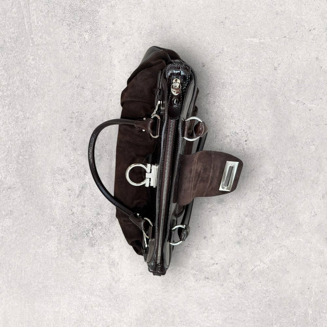 Authentic Vintage Salvatore Ferragamo Gancini Suede Shoulder Bag