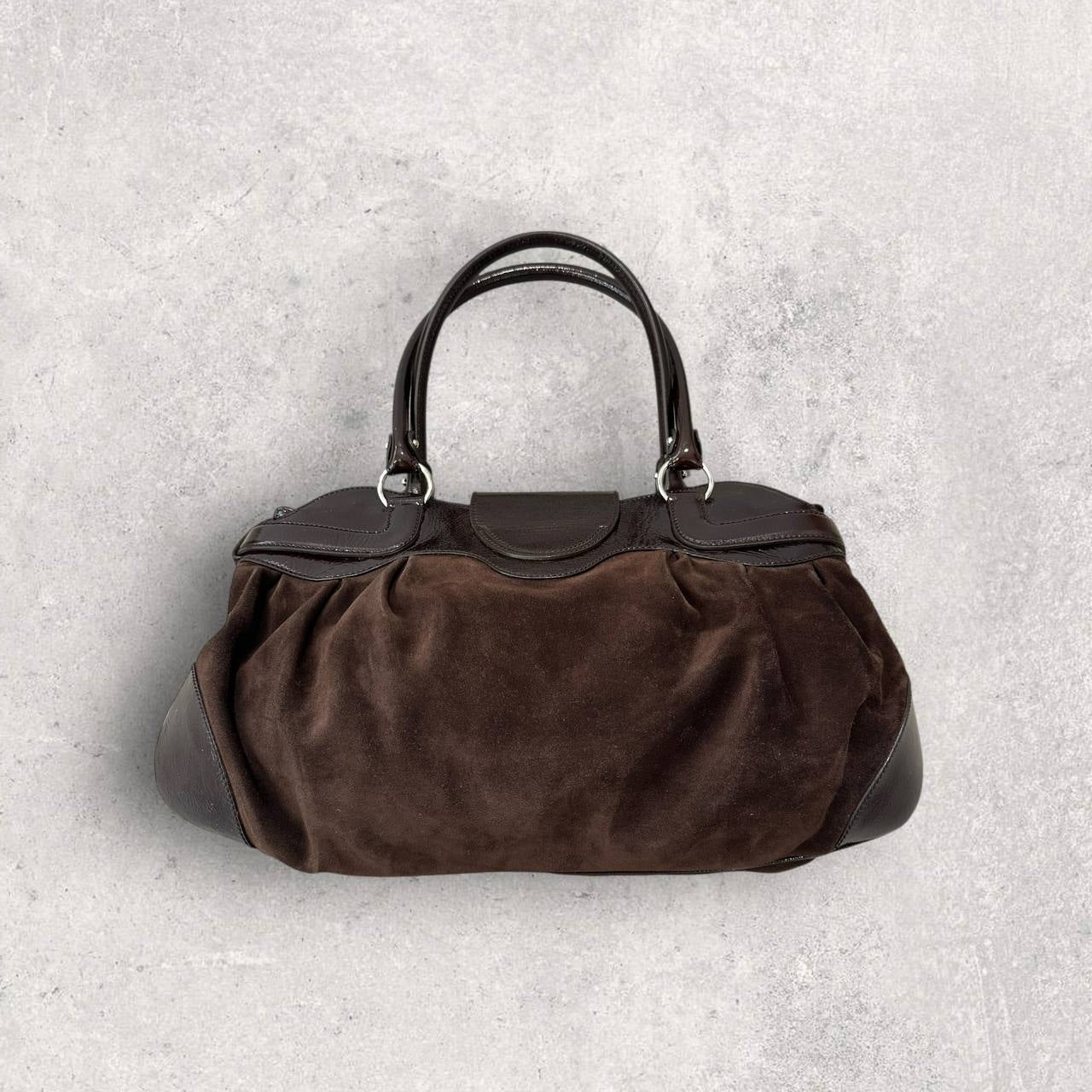 Authentic Vintage Salvatore Ferragamo Gancini Suede Shoulder Bag