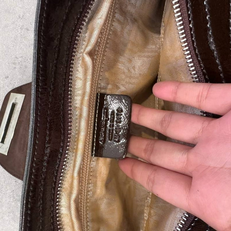 Authentic Vintage Salvatore Ferragamo Gancini Suede Shoulder Bag