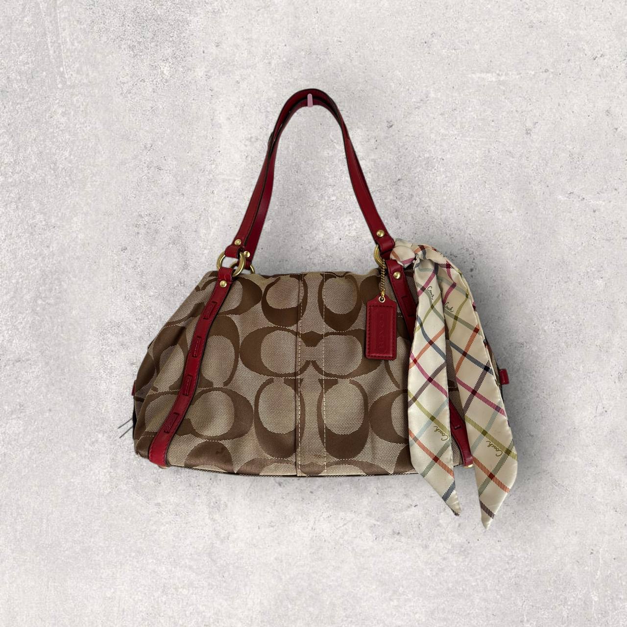 Authentic Vintage Coach Signature Bowling Bag with Scarf