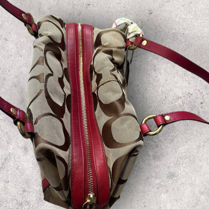 Authentic Vintage Coach Signature Bowling Bag with Scarf