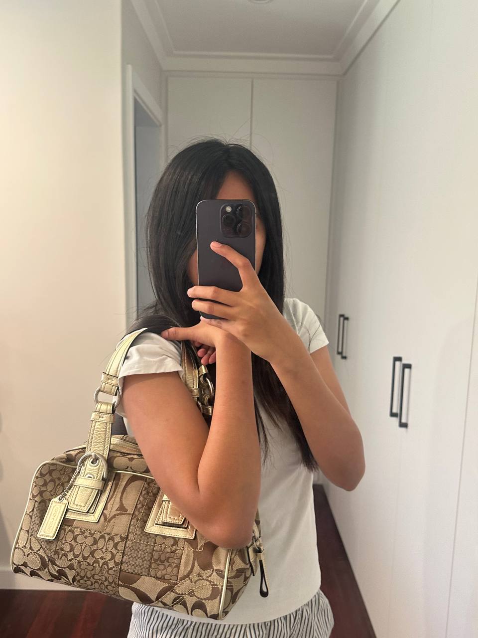 Authentic Vintage Coach Patchwork Mini Boston Shoulder Bag