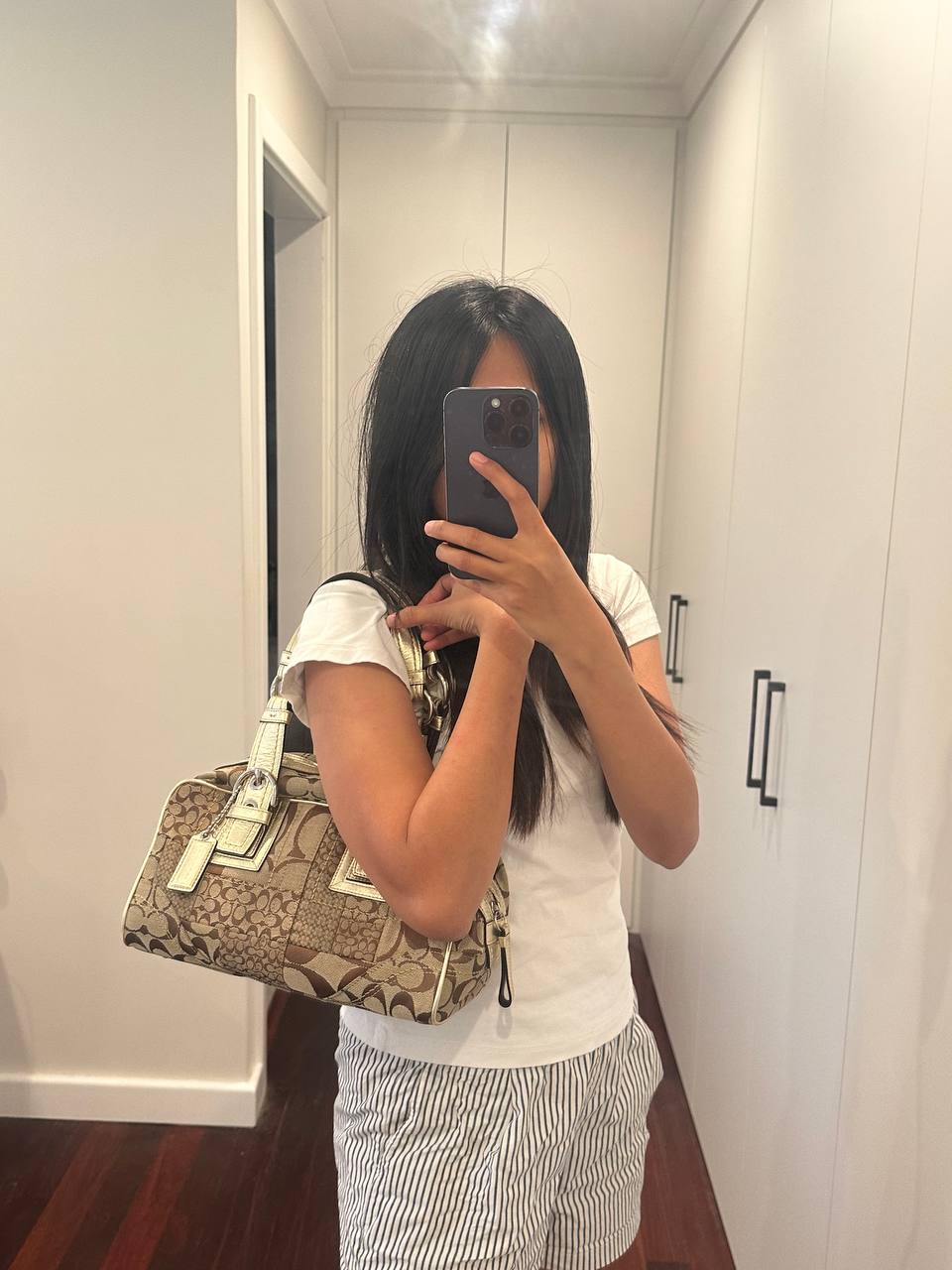 Authentic Vintage Coach Patchwork Mini Boston Shoulder Bag