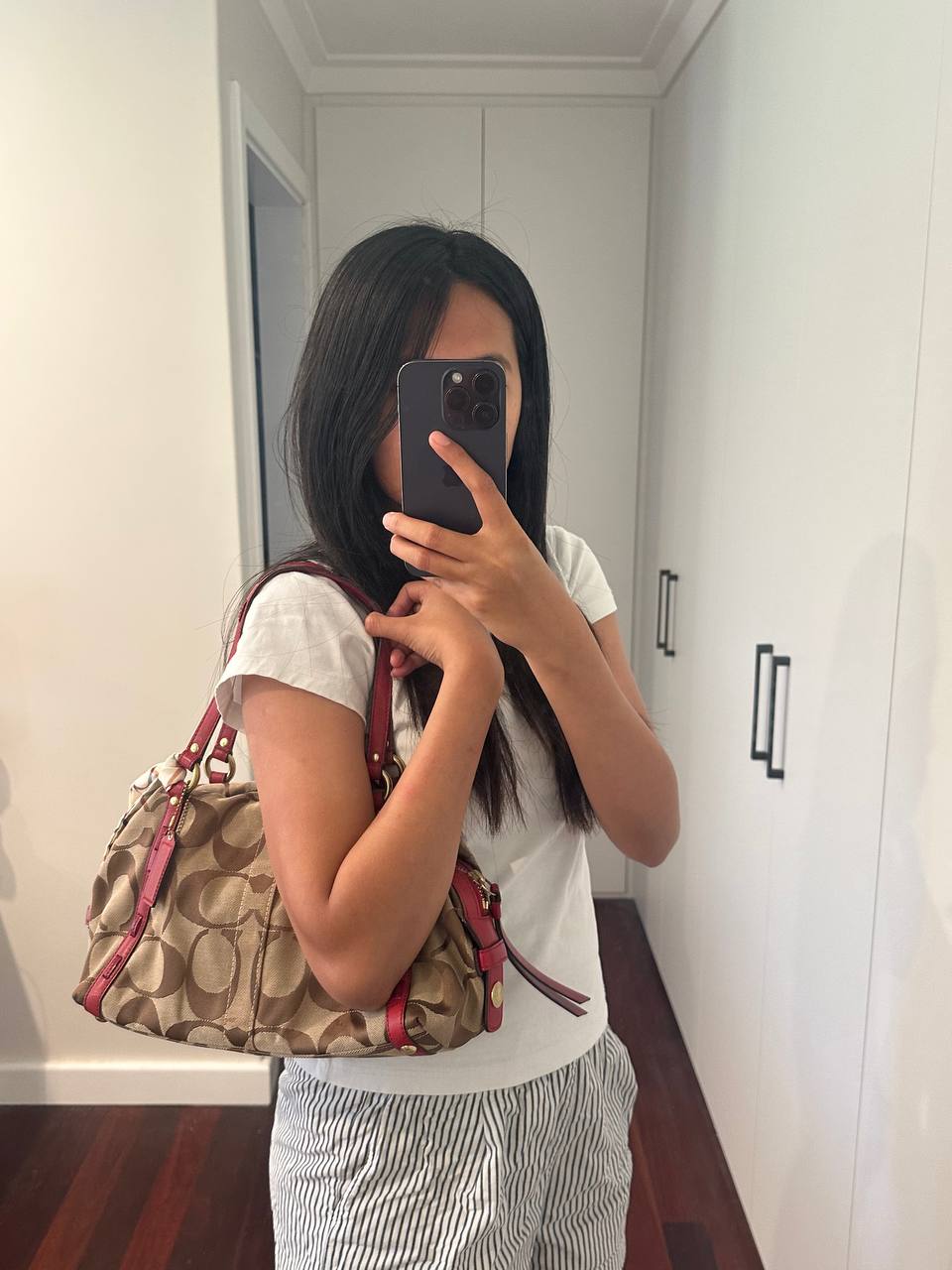 Authentic Vintage Coach Signature Bowling Bag with Scarf