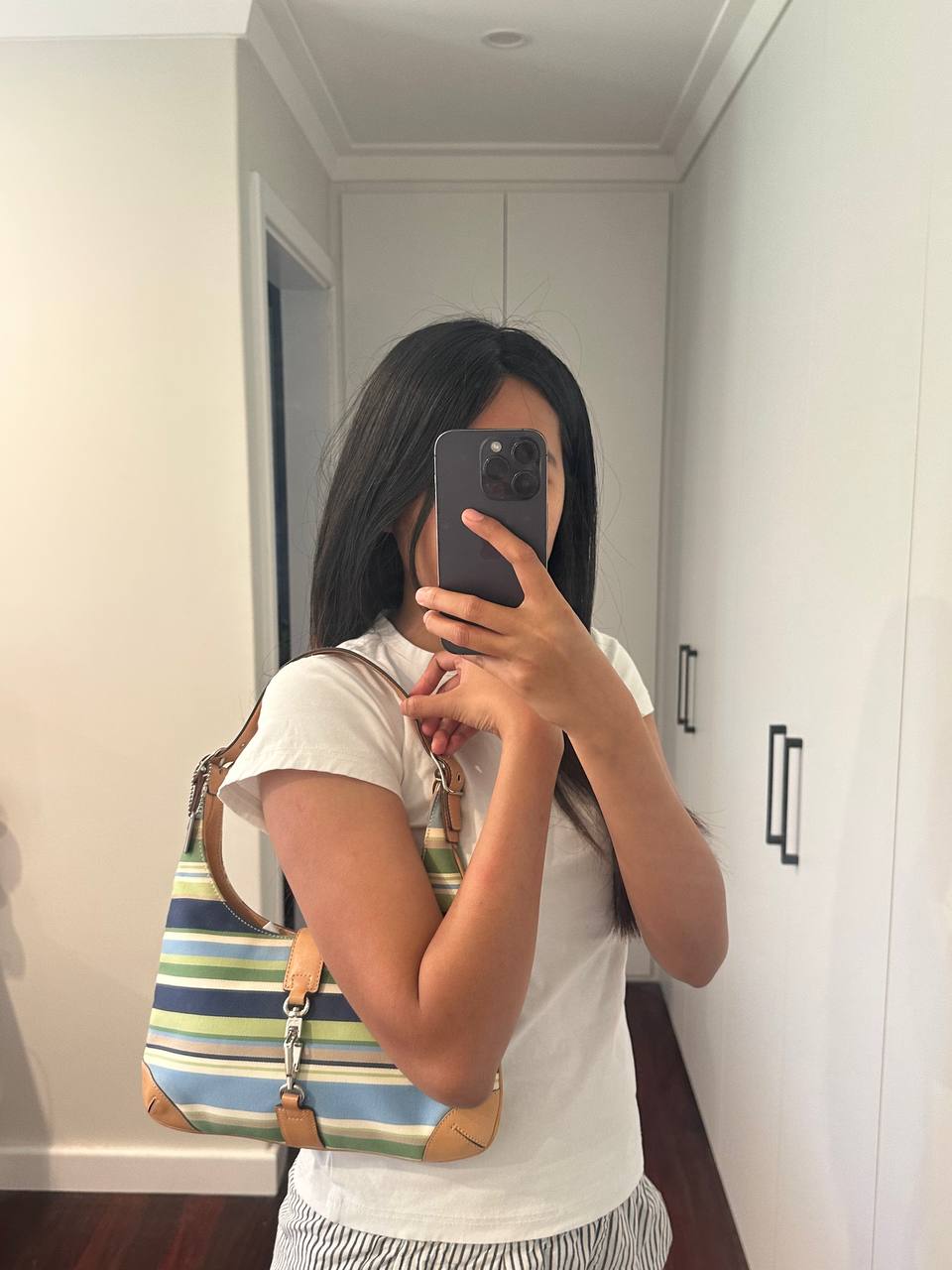 Authentic Vintage Coach Hamptons Stripe Shoulder Bag Y2K