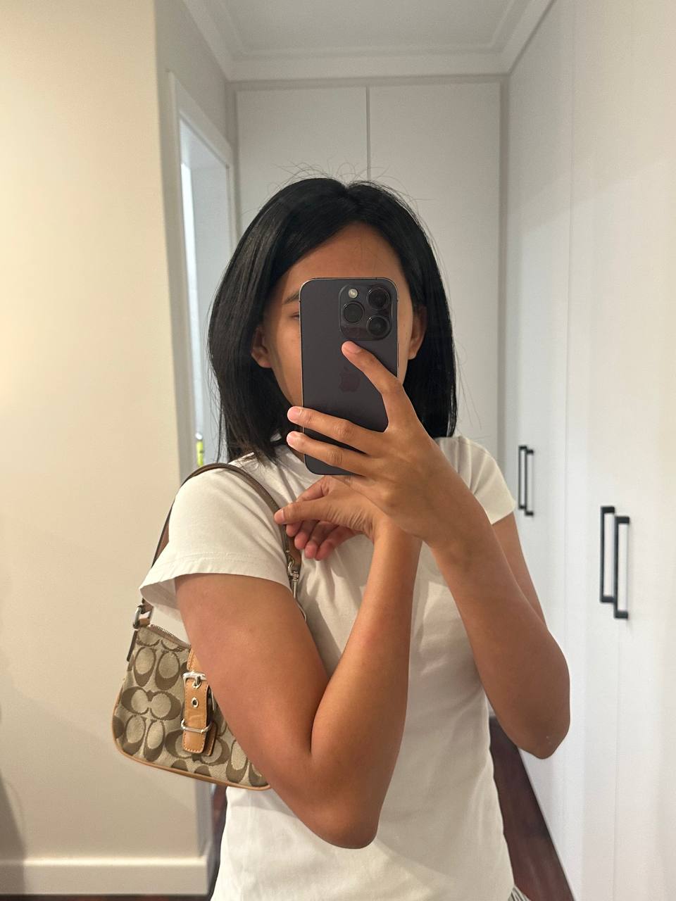 Authentic Vintage Coach Signature Mini Buckle Shoulder Bag