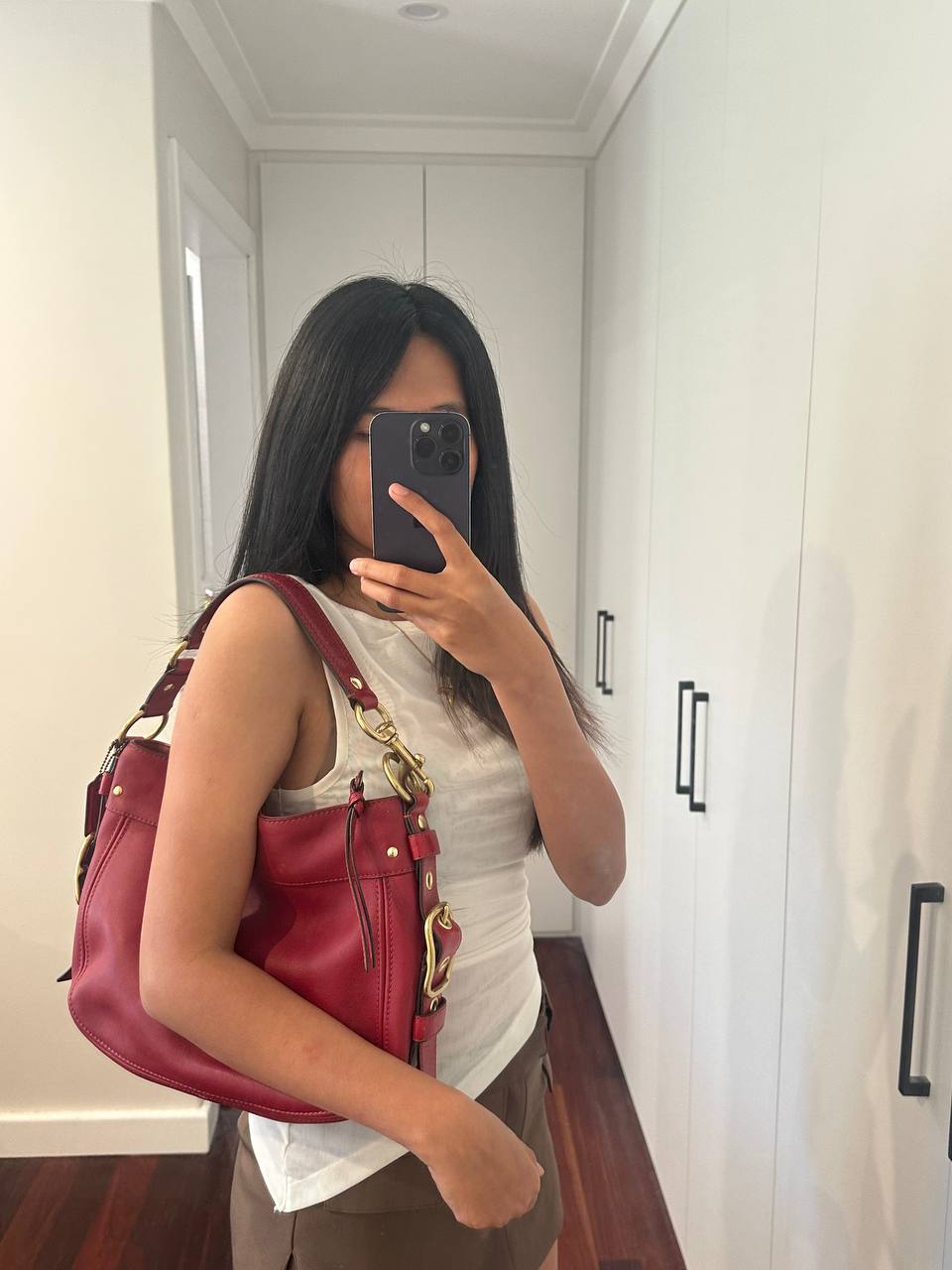 Authentic Vintage Coach Leather Buckle Shoulder Bag