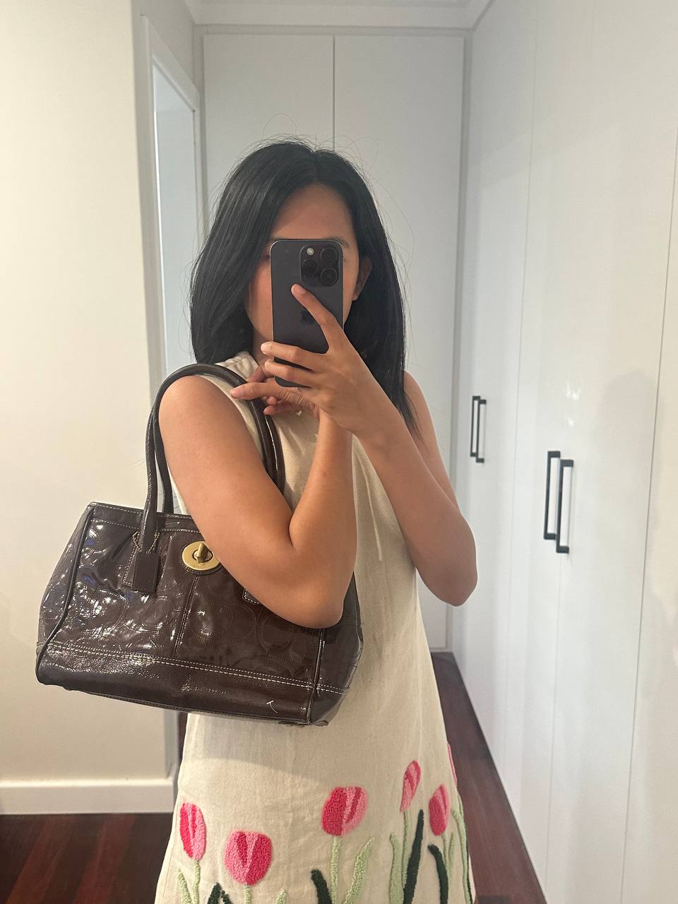 Authentic Vintage Coach Madeline Embossed Patent Leather Shoulder Bag