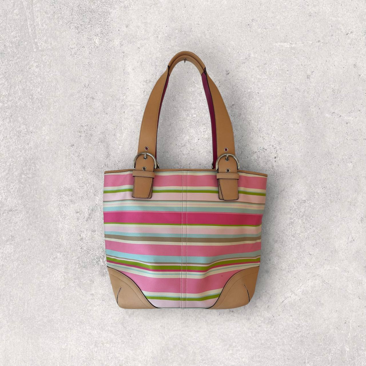 Authentic Vintage Coach Multi Stripe Tote Bag Y2K