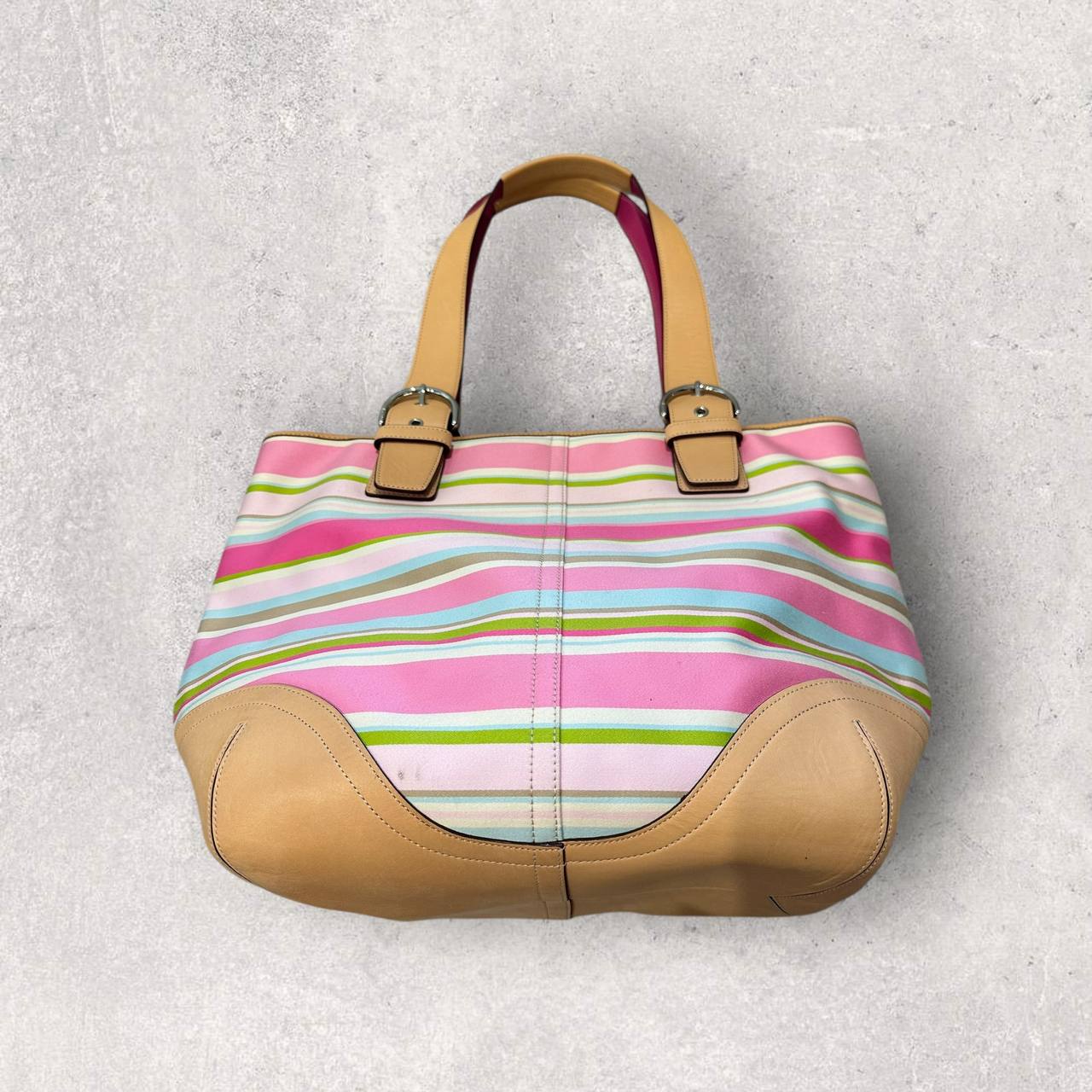 Authentic Vintage Coach Multi Stripe Tote Bag Y2K