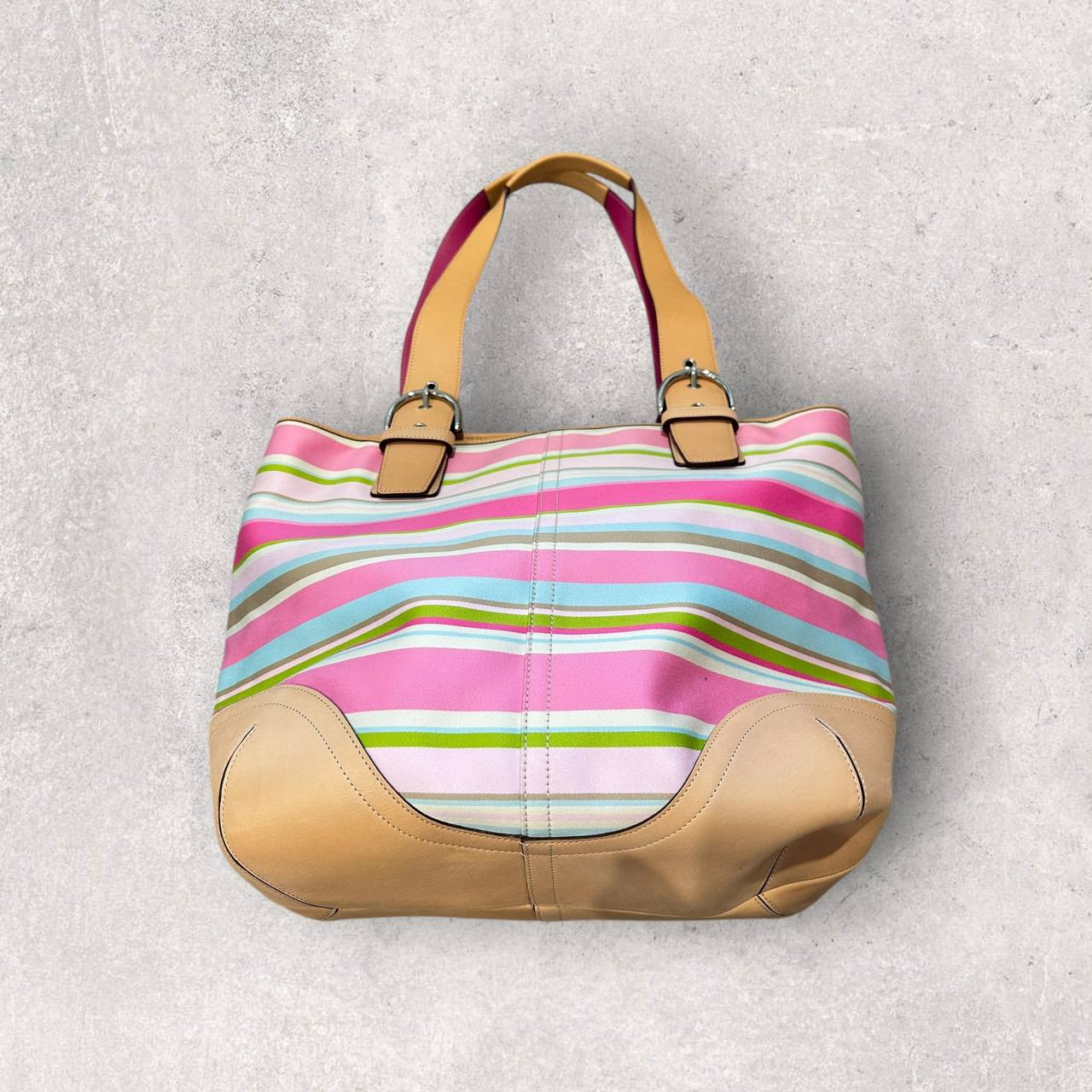 Authentic Vintage Coach Multi Stripe Tote Bag Y2K