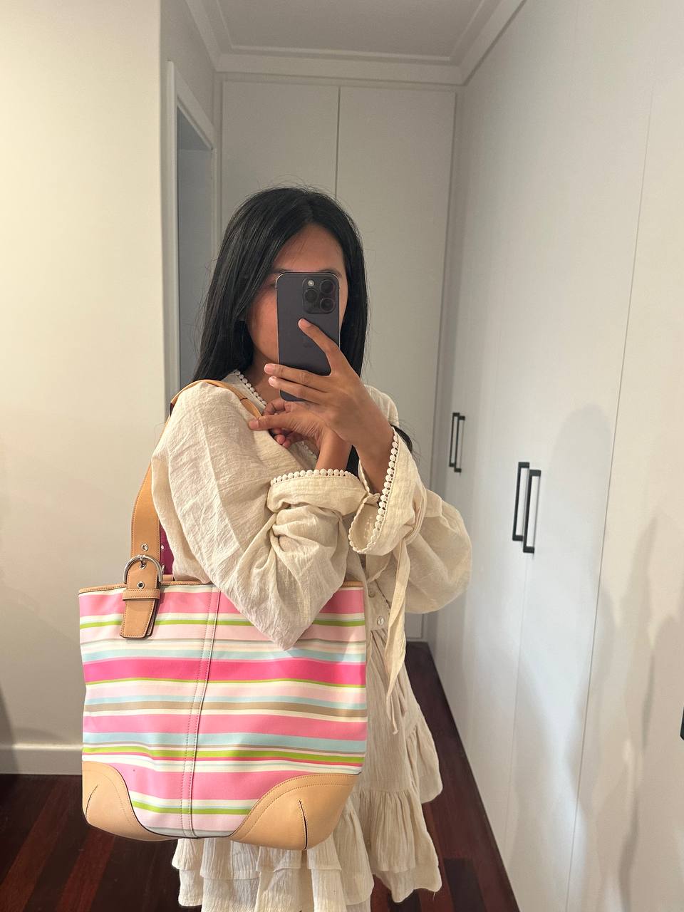 Authentic Vintage Coach Multi Stripe Tote Bag Y2K