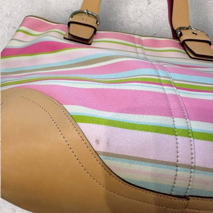 Authentic Vintage Coach Multi Stripe Tote Bag Y2K