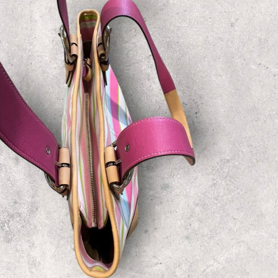 Authentic Vintage Coach Multi Stripe Tote Bag Y2K