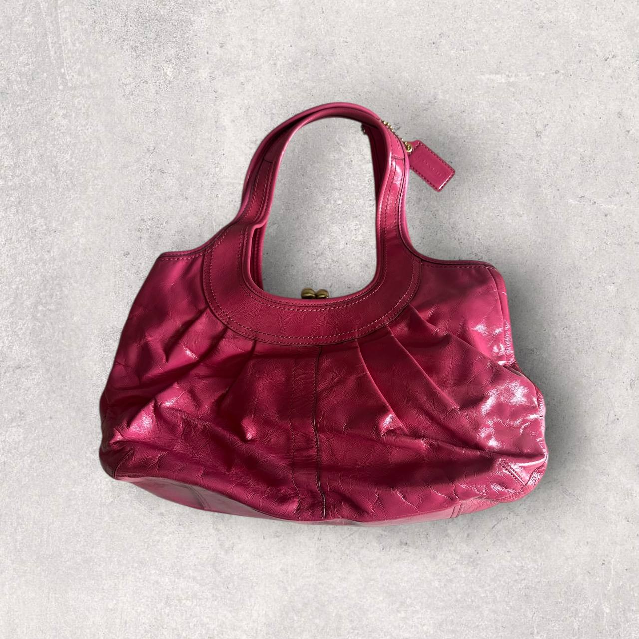 Authentic Vintage Coach Ergo Kisslock Patent Leather Shoulder Bag