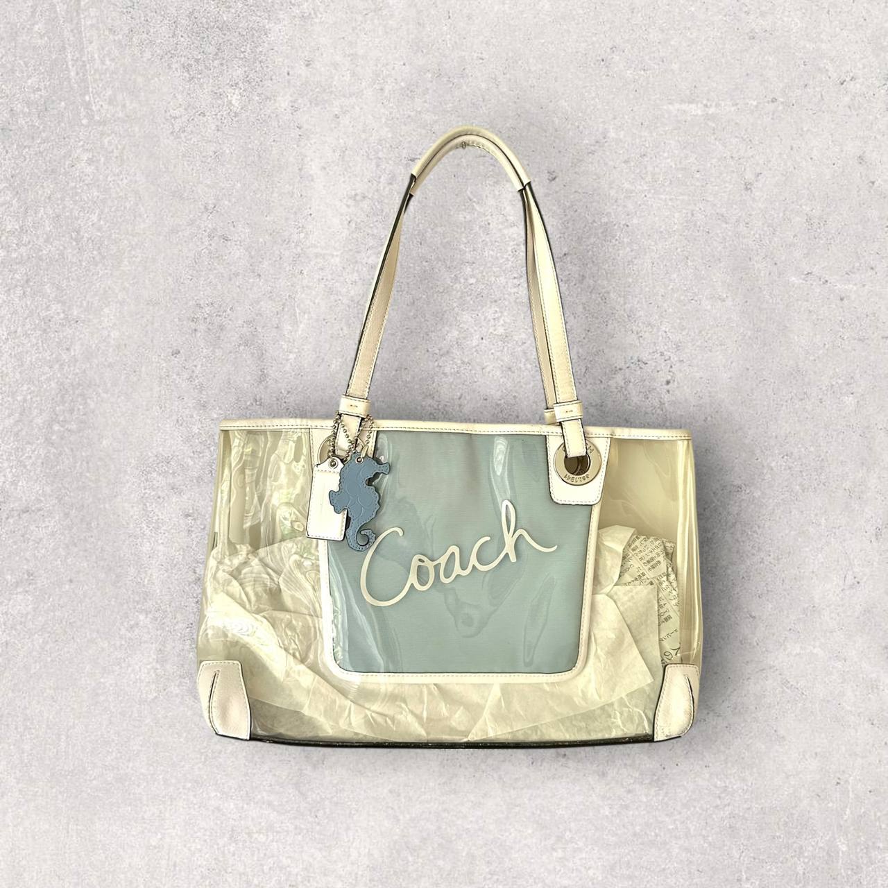 Authentic Vintage Coach Clear Beach Tote with Bag Charm