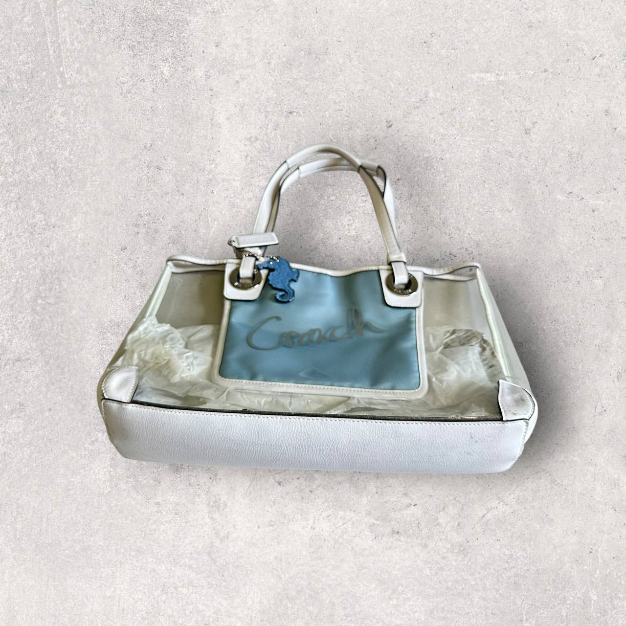 Authentic Vintage Coach Clear Beach Tote with Bag Charm