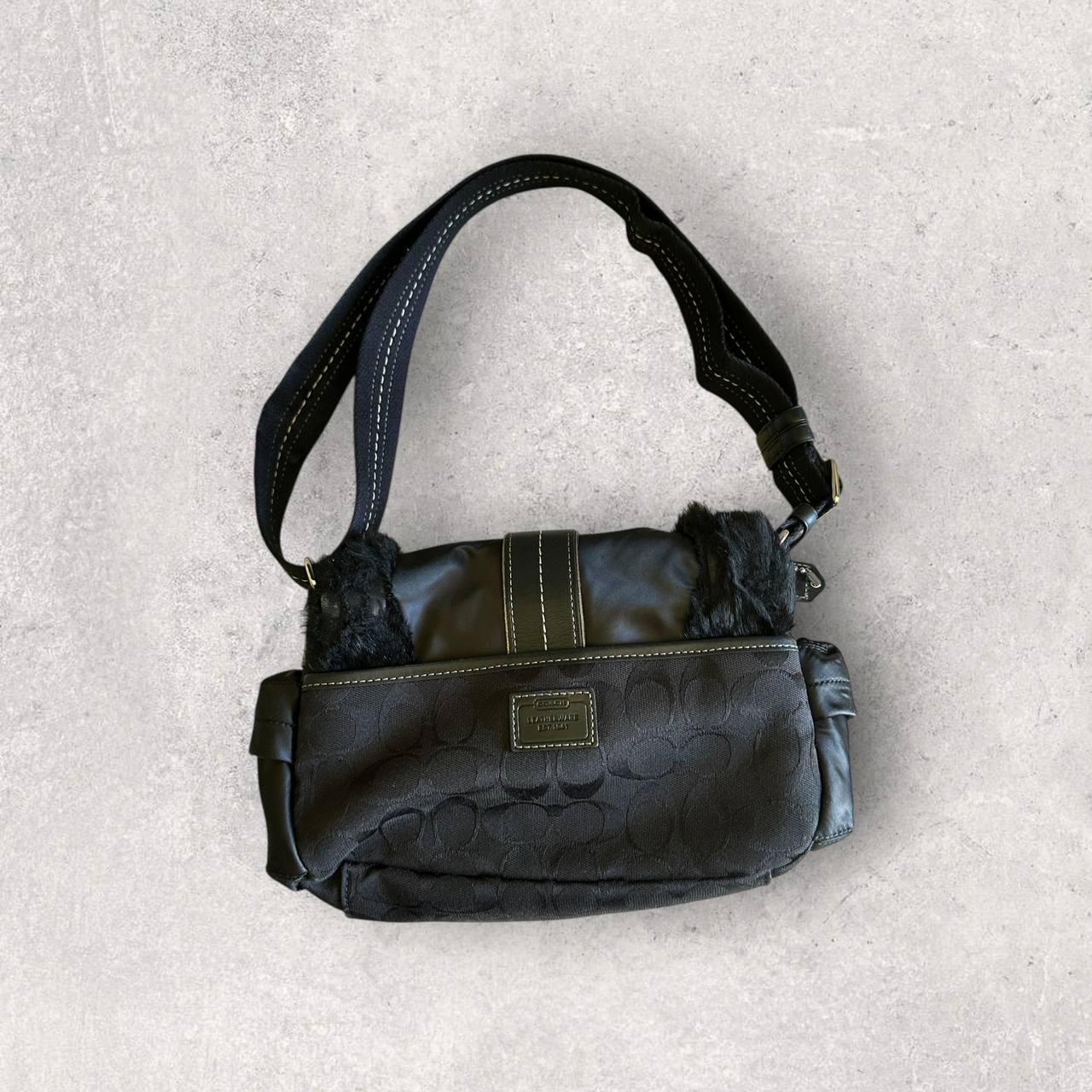 Authentic Vintage Coach Fur Cargo Shoulder Bag Rare
