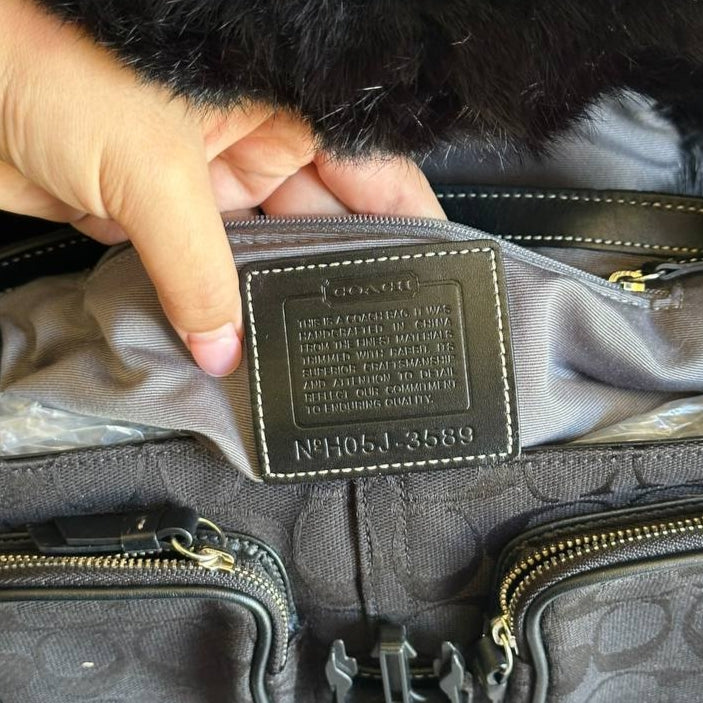 Authentic Vintage Coach Fur Cargo Shoulder Bag Rare