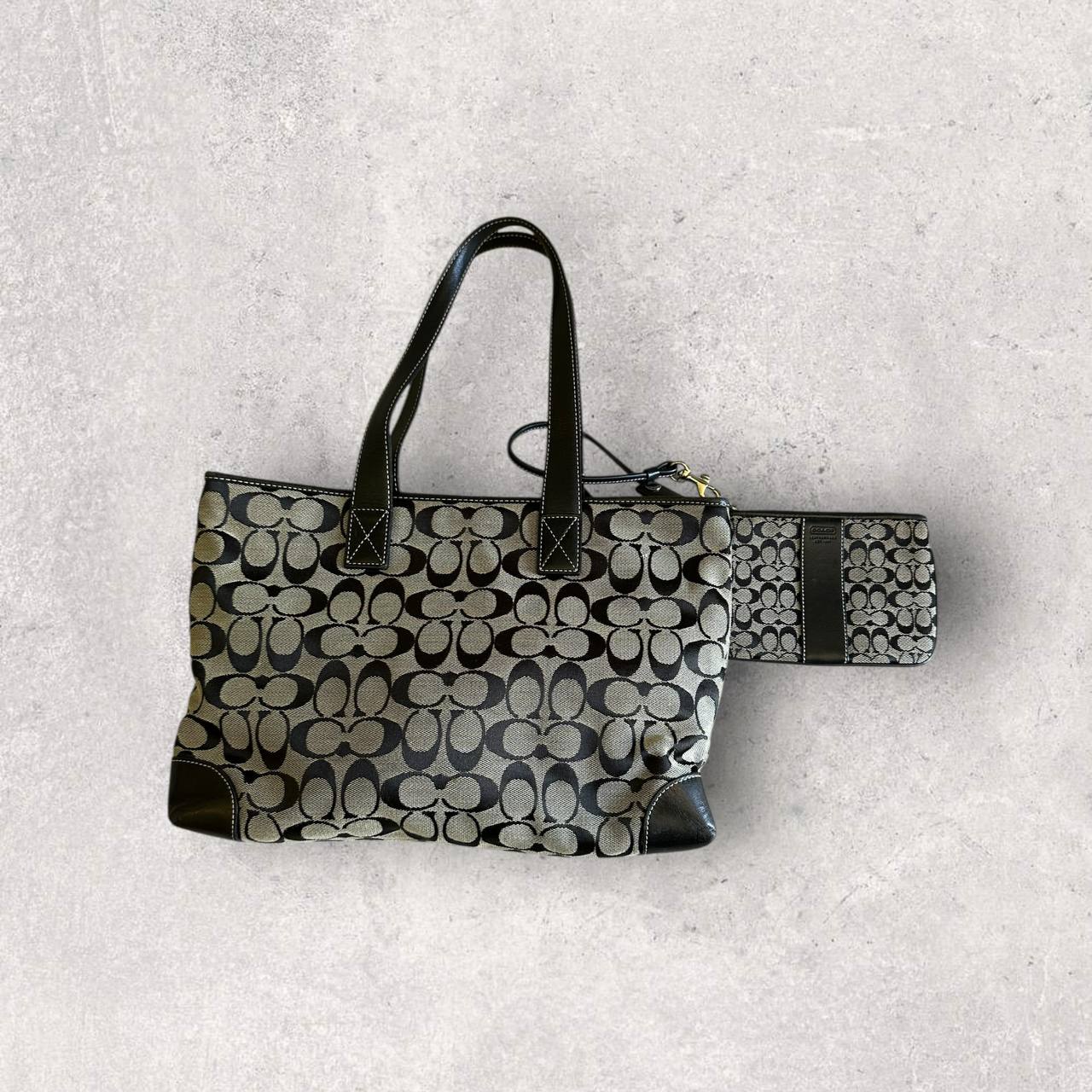 Authentic Vintage Coach Signature Tote Bag And Wallet
