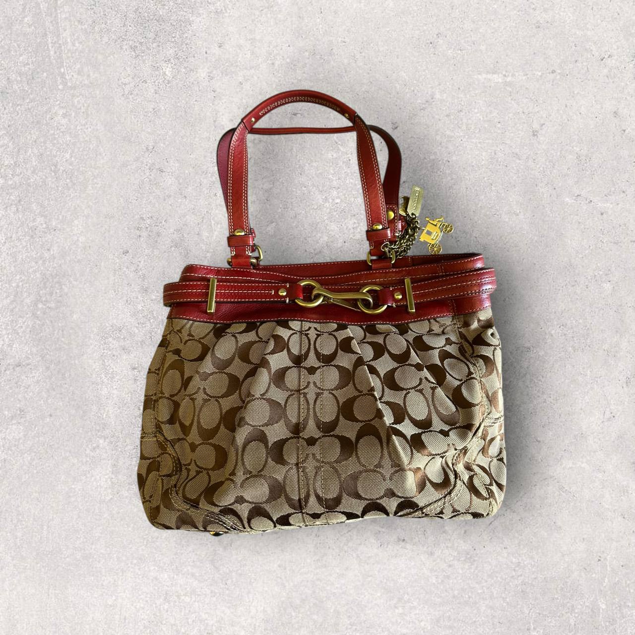 Authentic Vintage Coach Hamptons Signature Tote Bag And Bag Charm