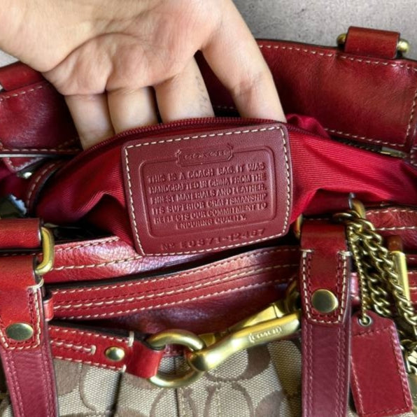 Authentic Vintage Coach Hamptons Signature Tote Bag And Bag Charm