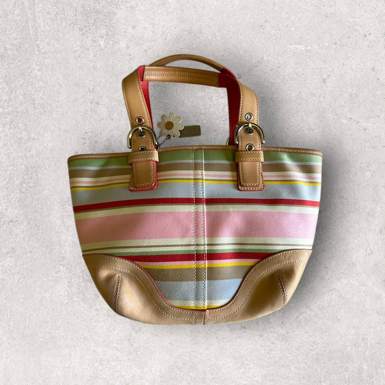 Authentic Vintage Coach Hamptons Daisy Tote Bag With Flower Charm