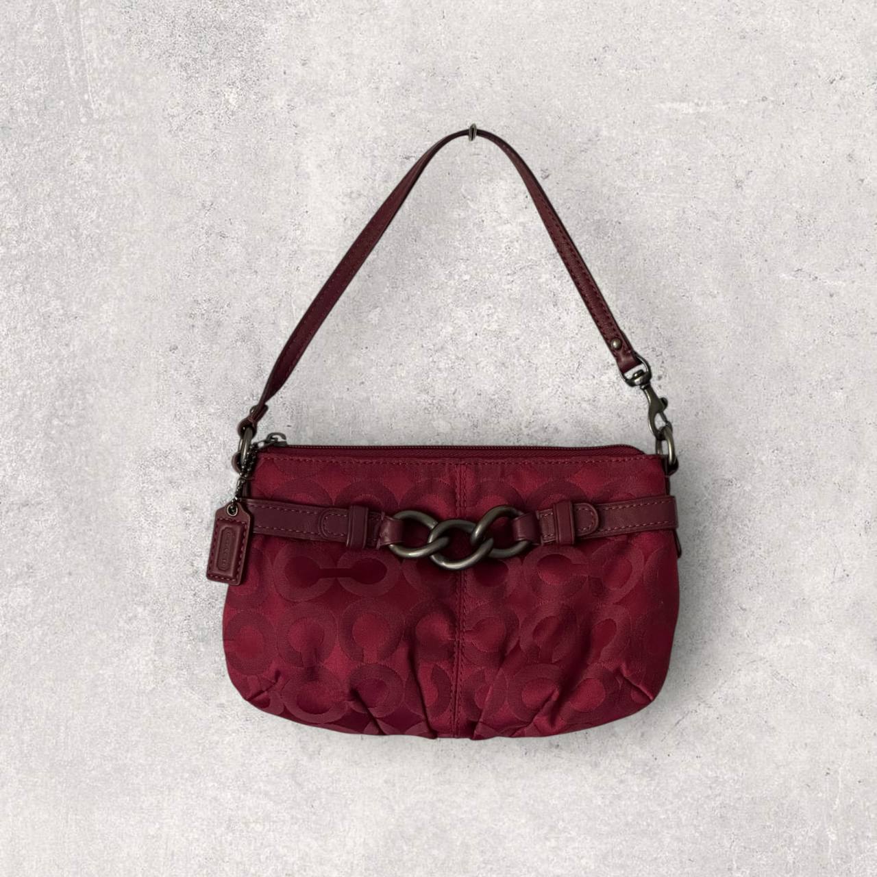 Authentic Vintage Coach Signature Burgundy Shoulder Bag