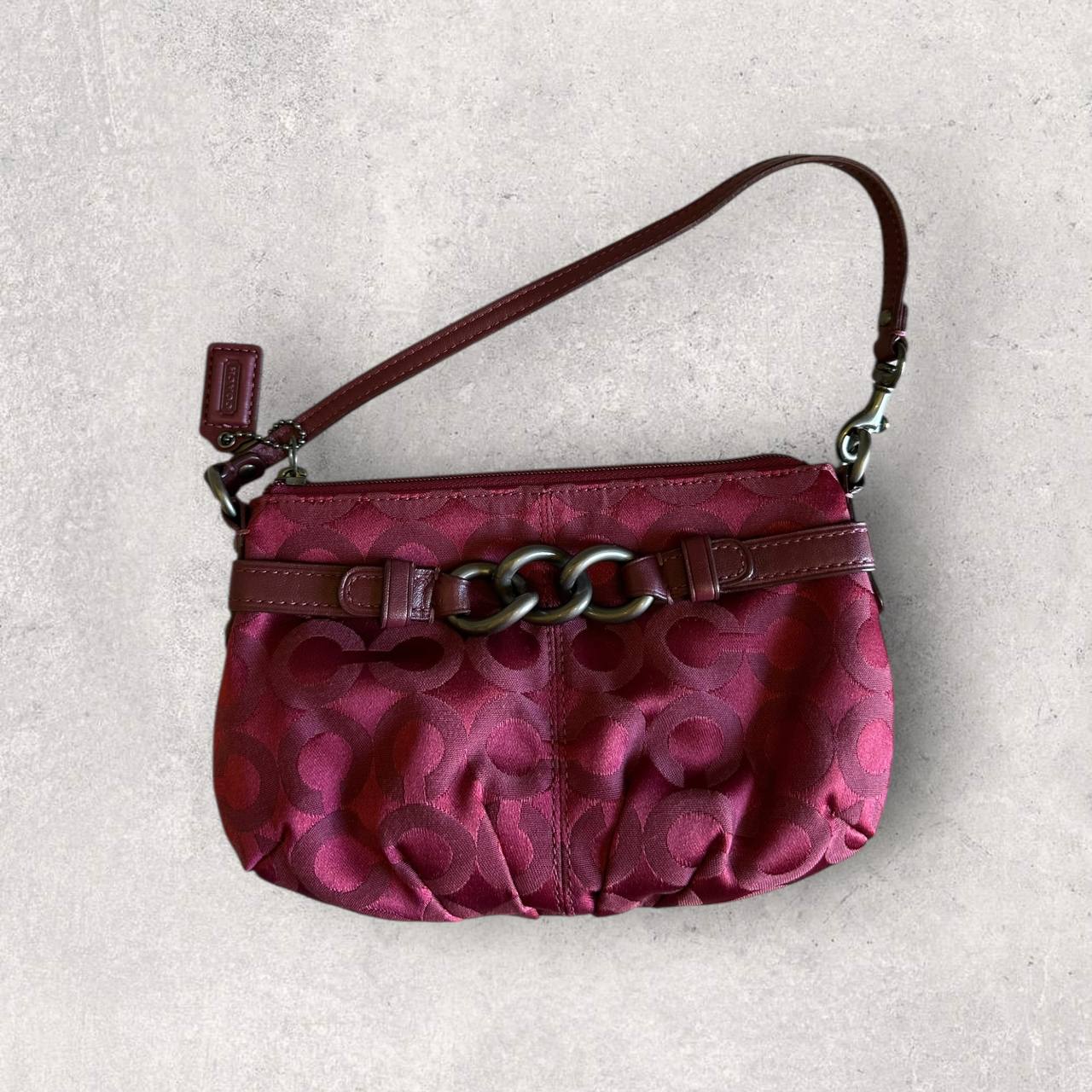 Authentic Vintage Coach Signature Burgundy Shoulder Bag