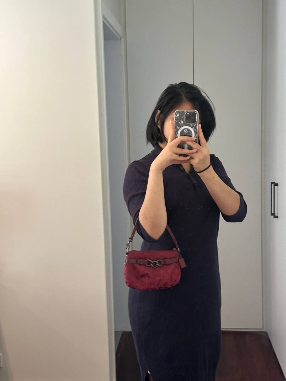 Authentic Vintage Coach Signature Burgundy Shoulder Bag
