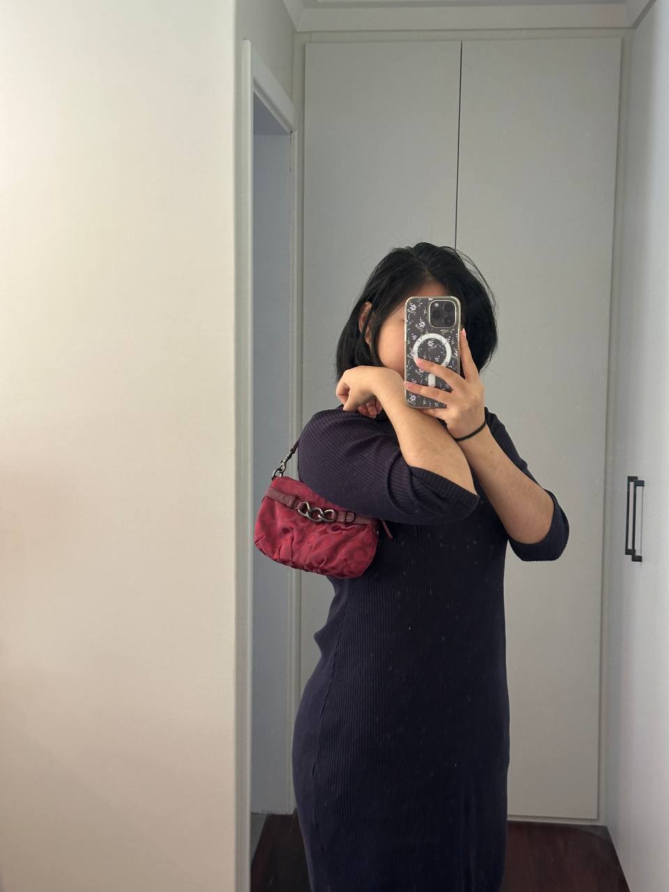 Authentic Vintage Coach Signature Burgundy Shoulder Bag