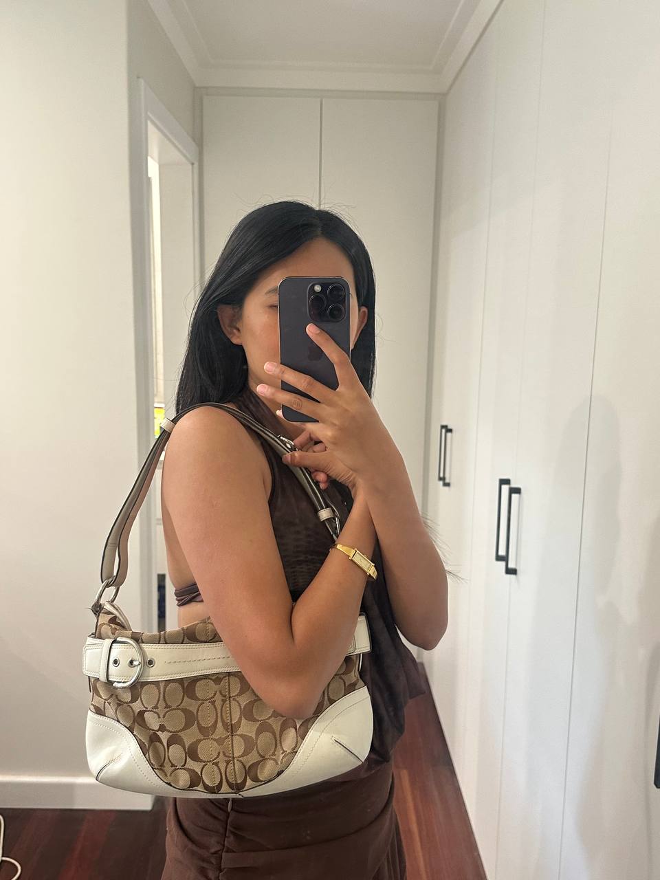 Authentic Vintage Coach Signature Shoulder/Crossbody Bag