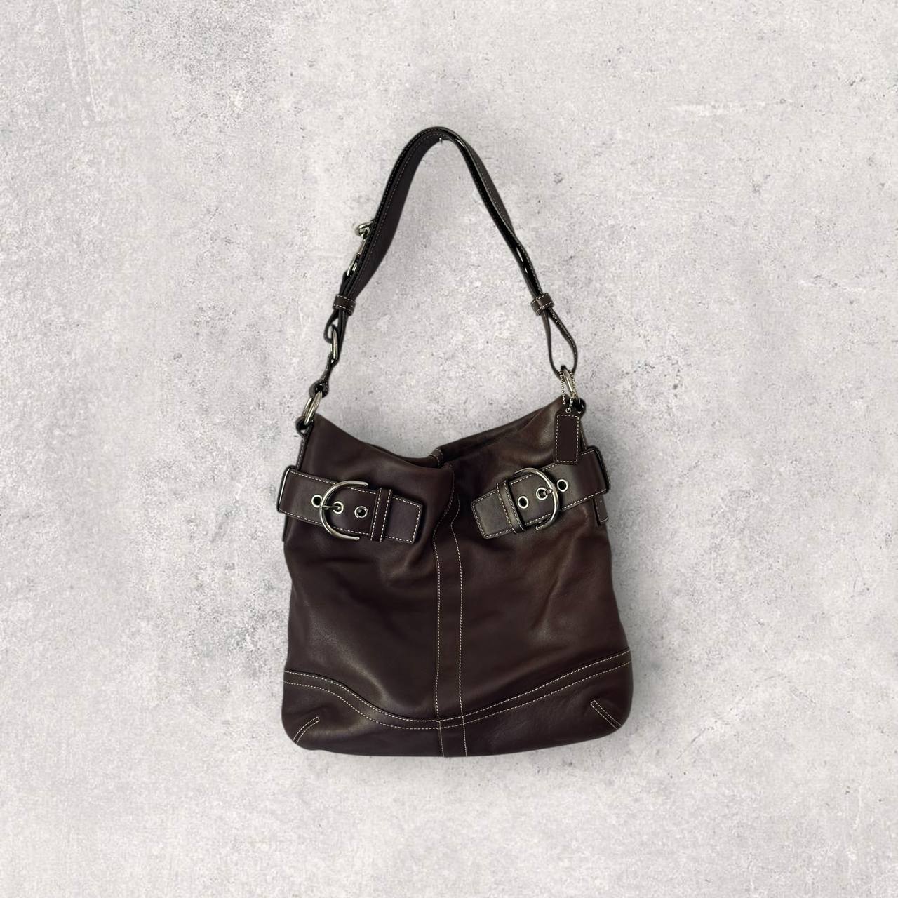 Authentic Vintage Coach Buckle Leather Shoulder Bag