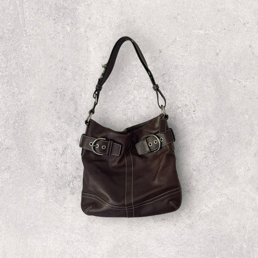 Authentic Vintage Coach Buckle Leather Shoulder Bag