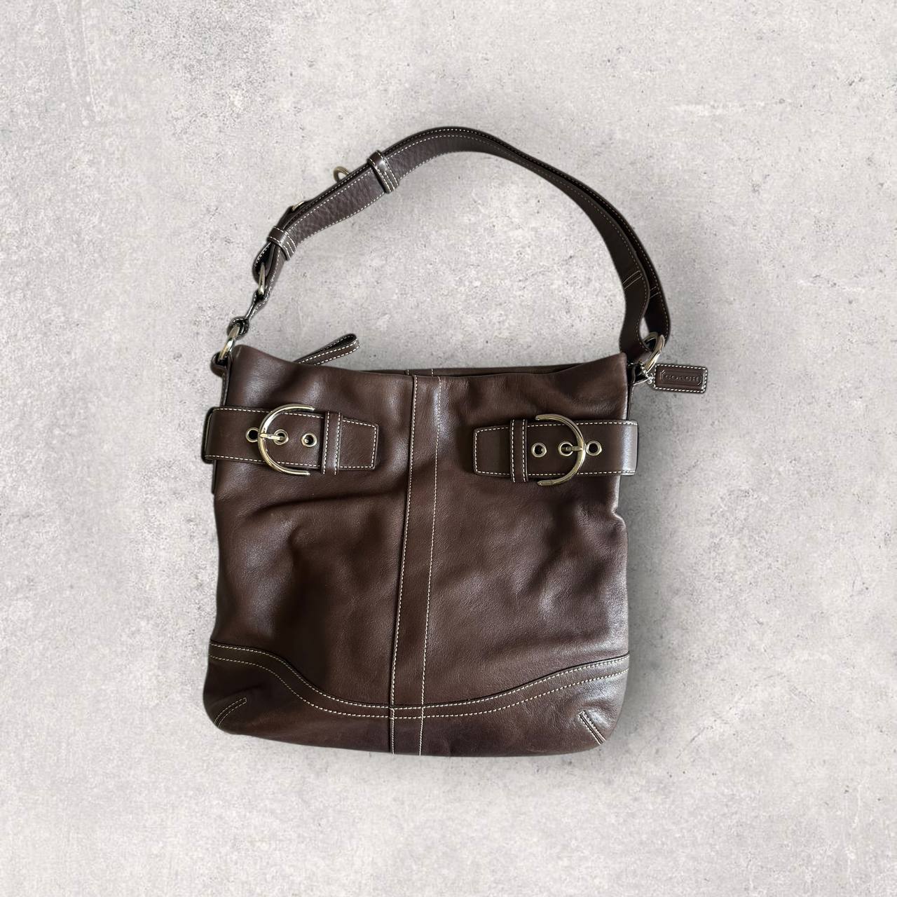 Authentic Vintage Coach Buckle Leather Shoulder Bag