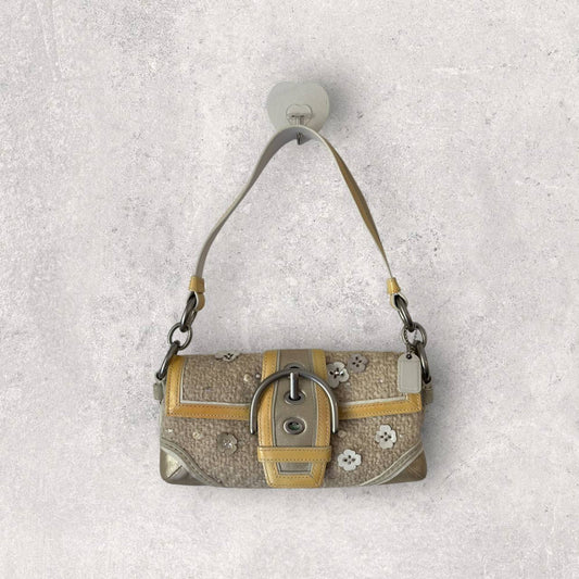 Authentic Vintage Coach Soho Flap Tweed Shoulder Bag Limited Edition