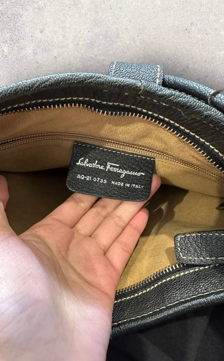 Authentic Vintage Ferragamo Leather Shoulder Bag