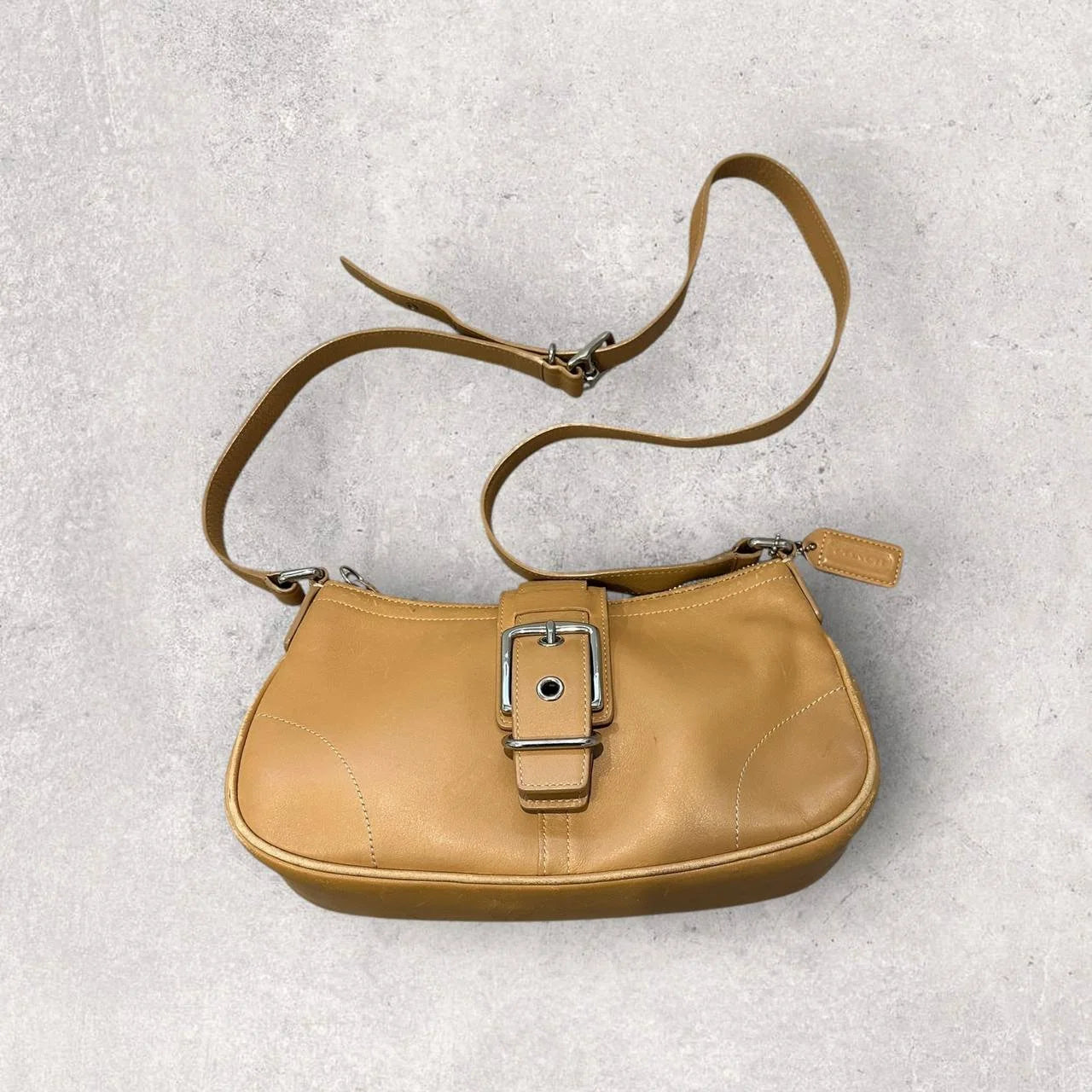 Authentic Vintage Coach Buckle Leather Crossbody Bag